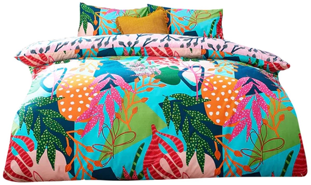 Omgoods - Tropische Palm Duvet Cover Set met Bloemenpatroon