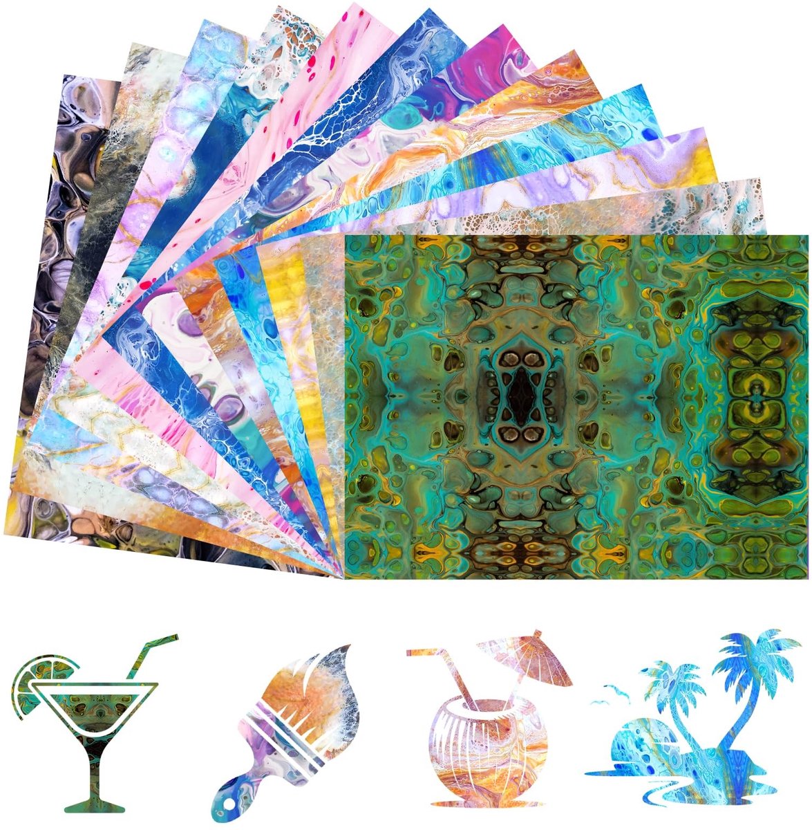 Omgoods - 12 Stukken Watercolor Marmer Heat Transfer Vinyl