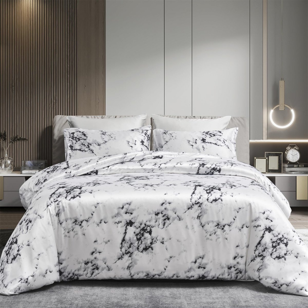 Omgoods - Luxe Marmer Satijnen Bedlinnen Set van 3
