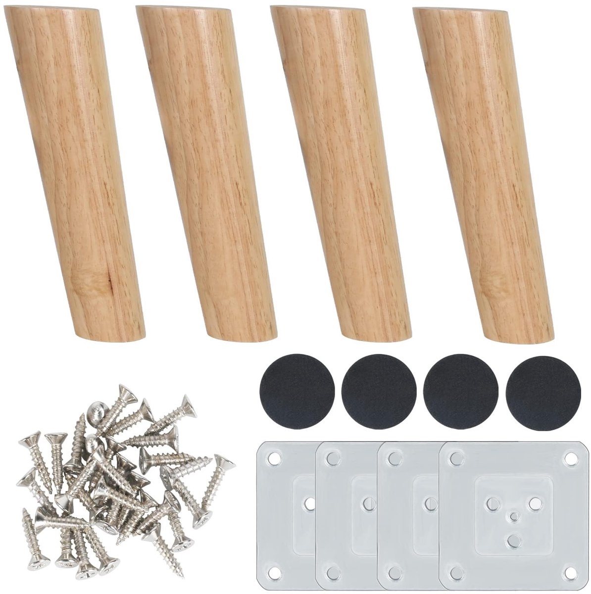 Omgoods - 4 Pcs Houten Tafelpoten - 20 cm Meubelpoten met Montageplaten