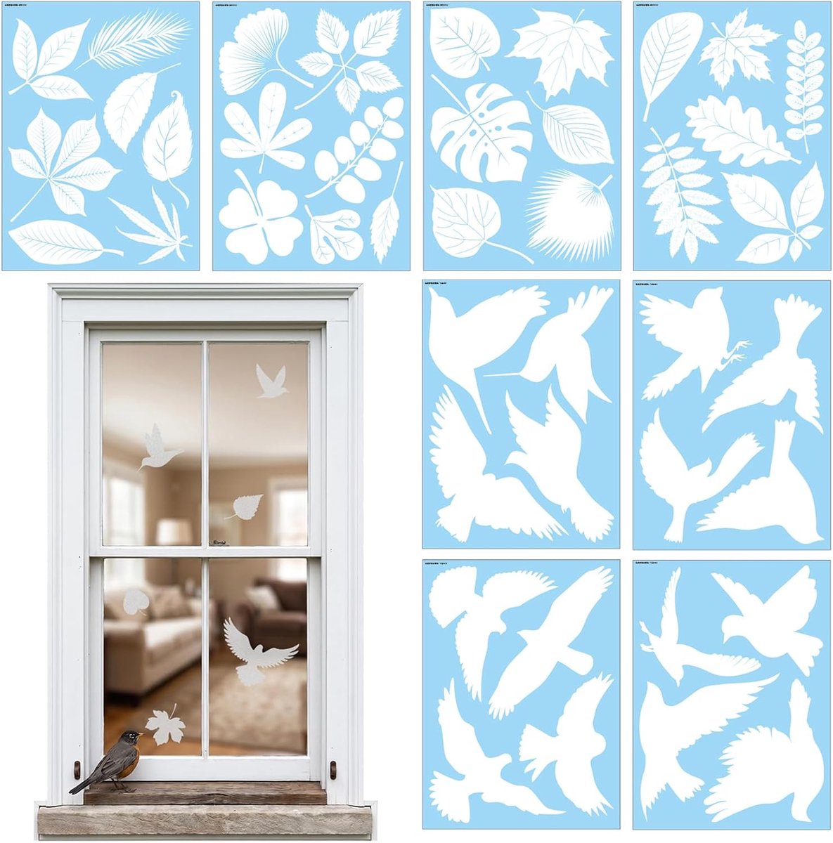 raamstickers, vogelbescherming & raamdecoratie, anti-botsing raamstickers voor vogels, blad patroon, bescherming tegen vogelinslagen, glasdeur bescherming, decoratieve raamfolie voor thuis