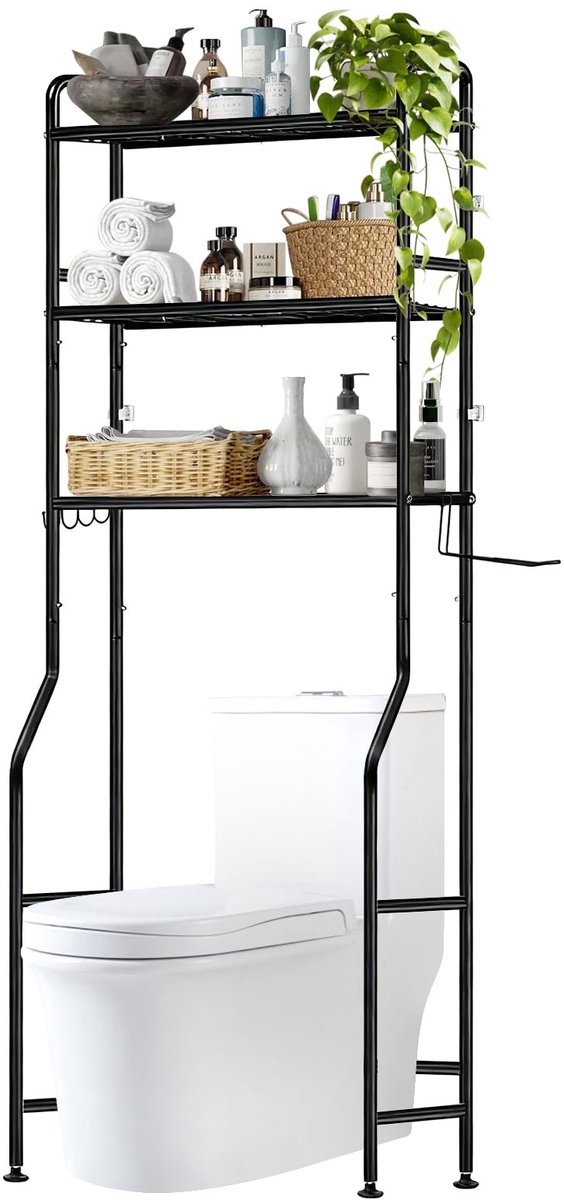 Omgoods - Wasmachine Rek - Toilet Rack met 3 Schappen voor Badkamer en Wasruimte
