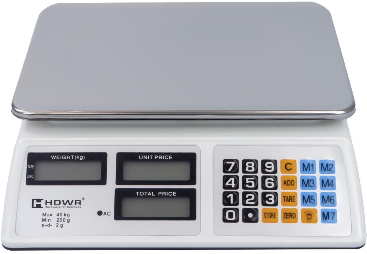 Omgoods - Digitale Weegschaal tot 40 kg - Professionele Elektronische Schaal met 3 Displays