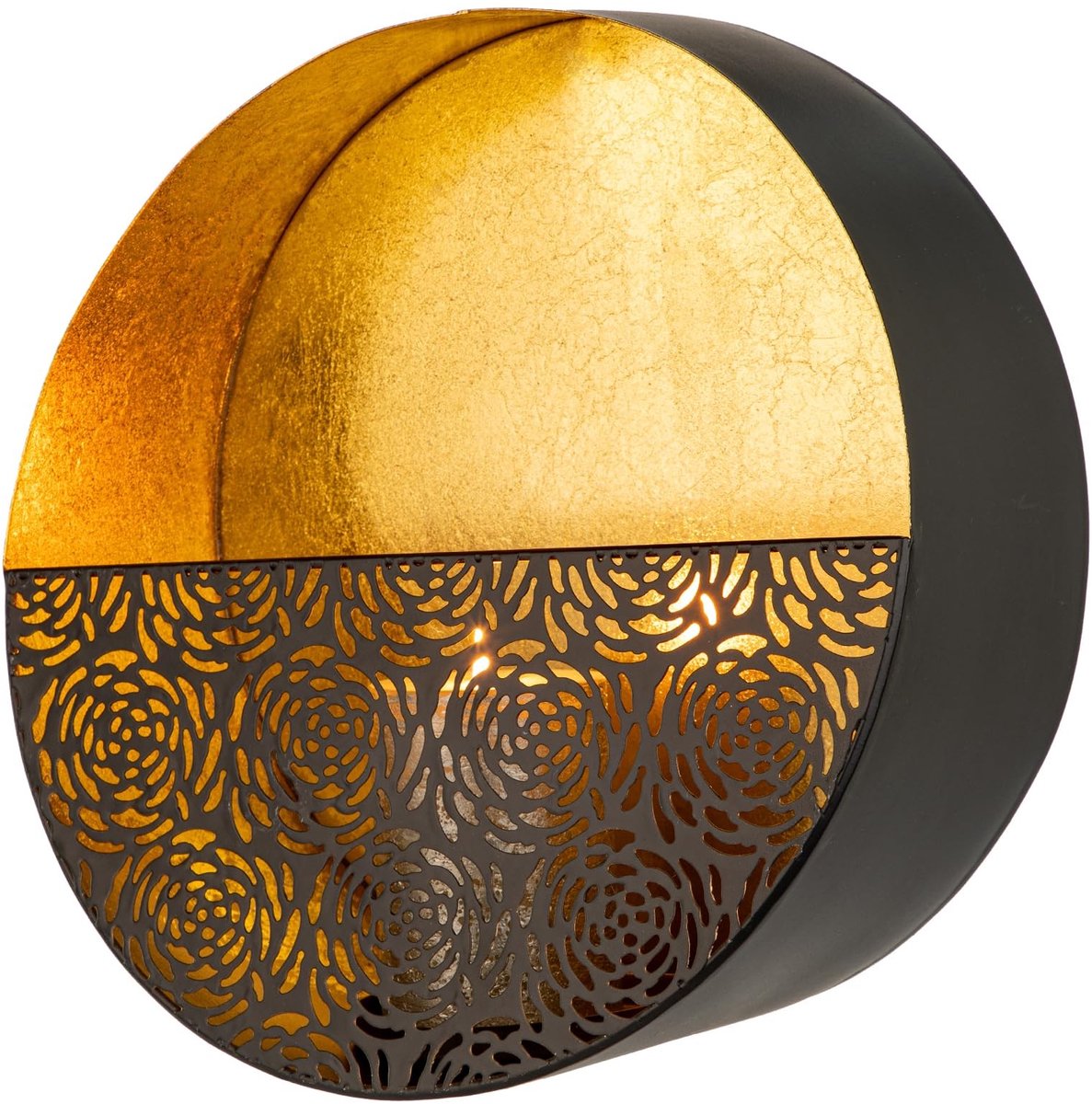 Omgoods - Hangende Kaarsenhouder Wanddecoratie - Zwart Goud Metaal