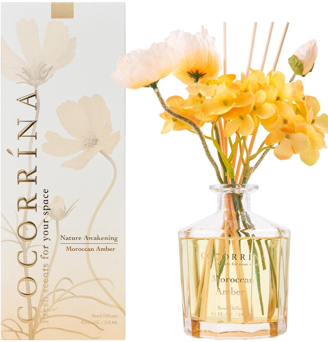 Omgoods - Fleur Home Fragrance Diffuser - Moroccan Amber 250 ml met 8 Diffusers
