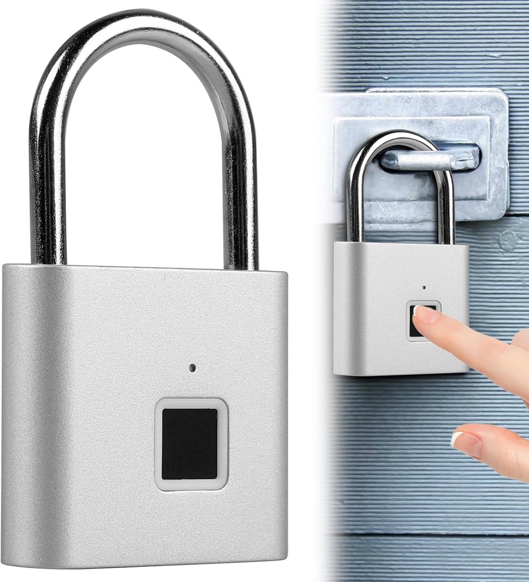 slim slot, waterdicht, vingerafdrukhangslot, slot met vingerafdruk, slot met vingerafdruk, USB-oplaadbaar, hangslot voor fitnessstudio, bagage