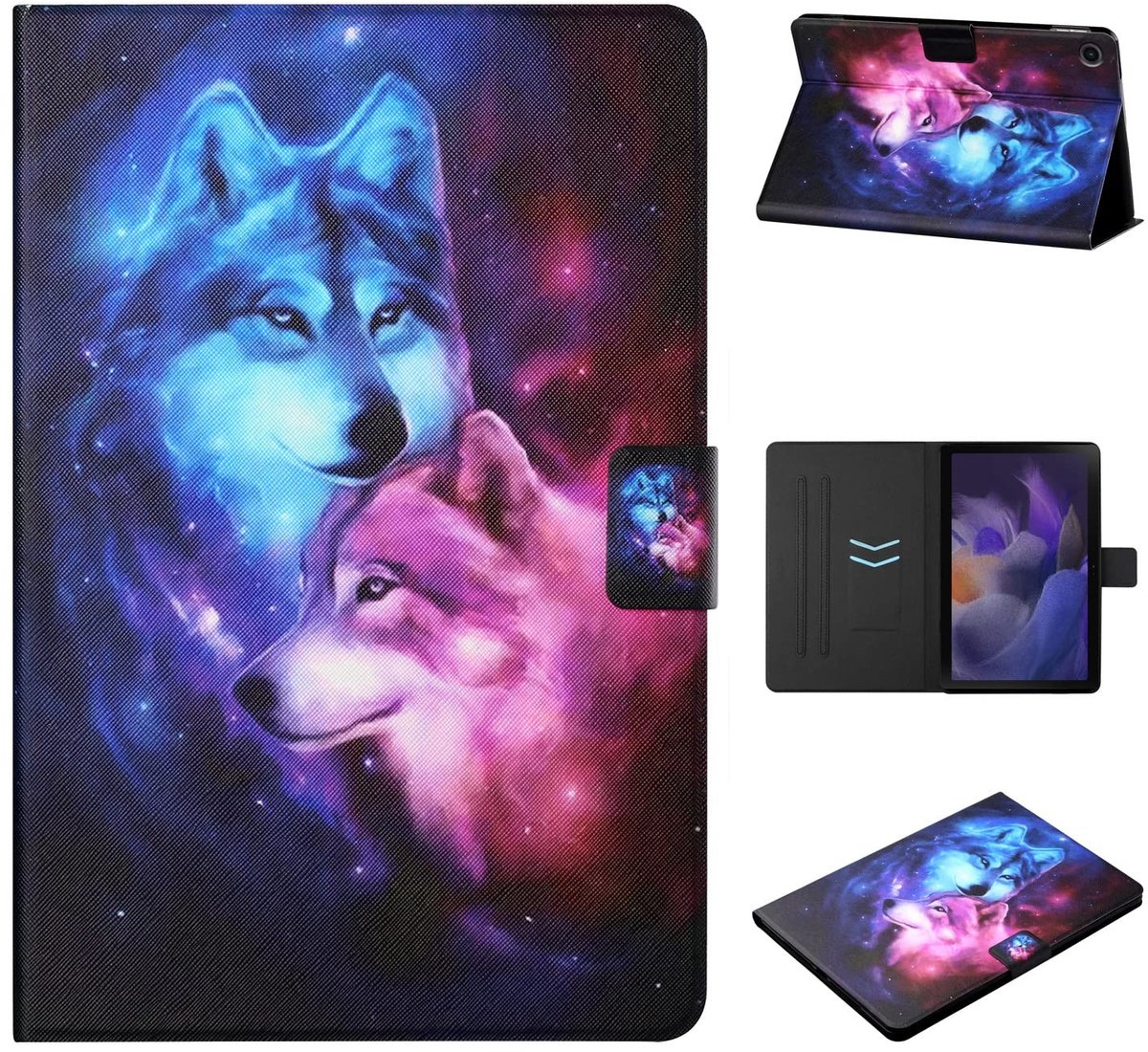 Omgoods - Samsung Galaxy Tab A11/A9 8.7 Inch PU Lederen Beschermhoes met Standfunctie - Wolf