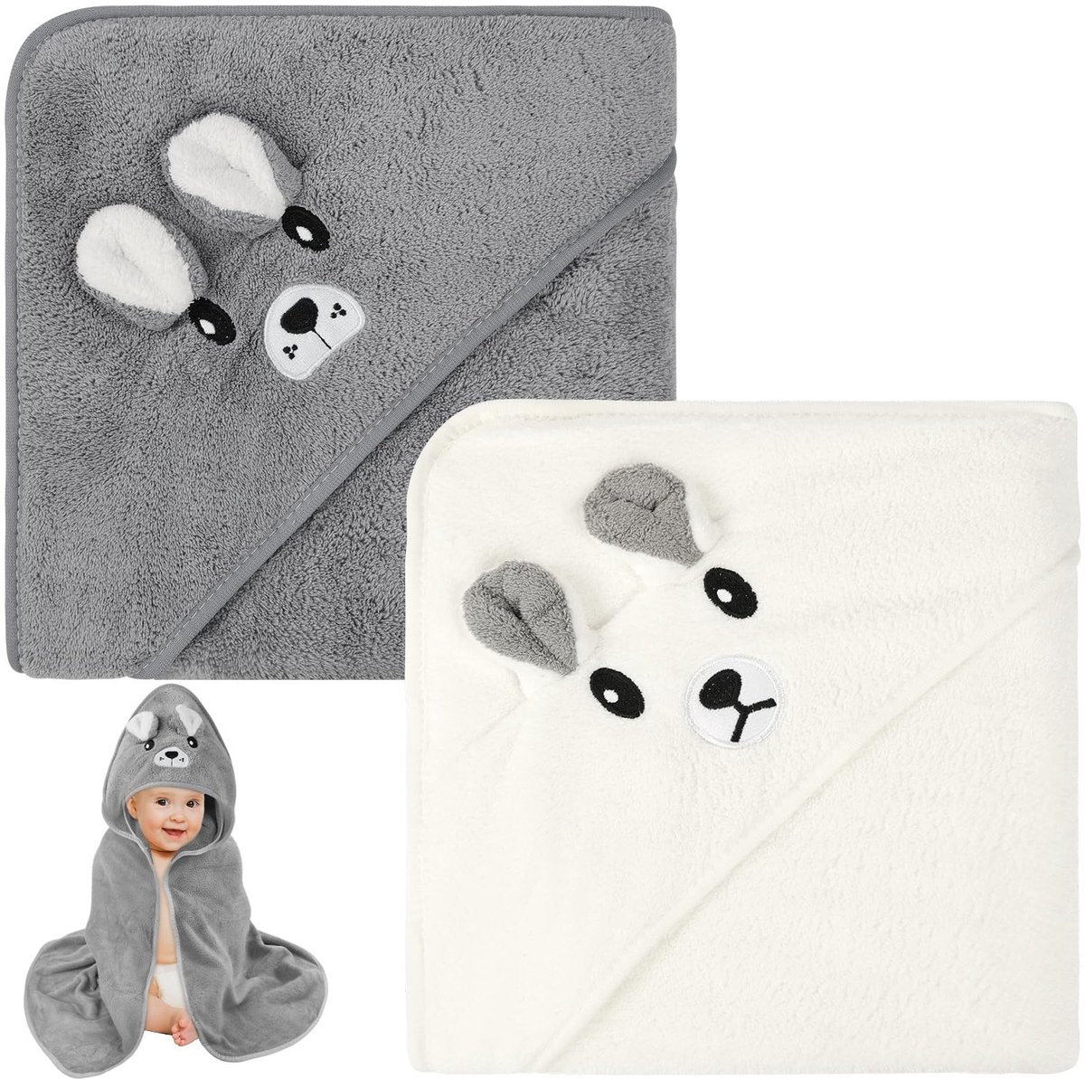 Omgoods - Baby Handdoek met Kap - 2 Stuks Schattige Badponcho voor Baby's 0-6 Jaar
