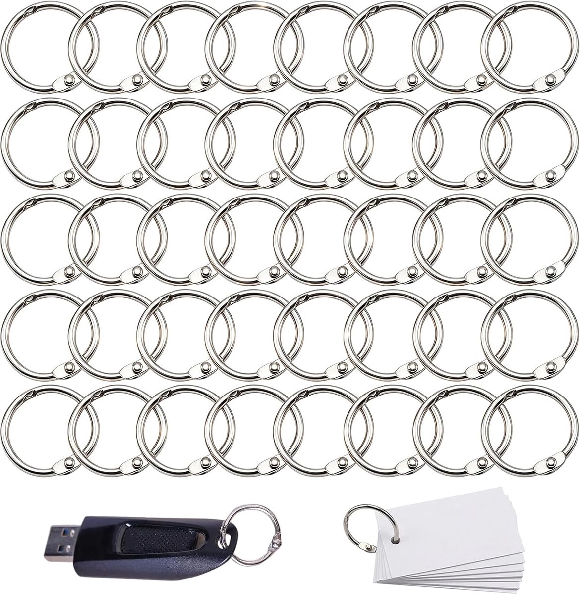 40 stuks metalen bindringen, 25 mm, zilver, dikte 2,2 mm, opening 20 mm, voor mappen, notitieboeken, sleutelhangers, albums en doe-het-zelfprojecten