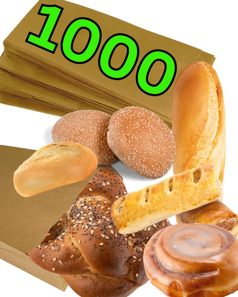 Omgoods - 1000 Bruine Kraft Papieren Zakjes voor Snacks, Gebak en Ontbijt - 15 x 6.5 x 28 cm