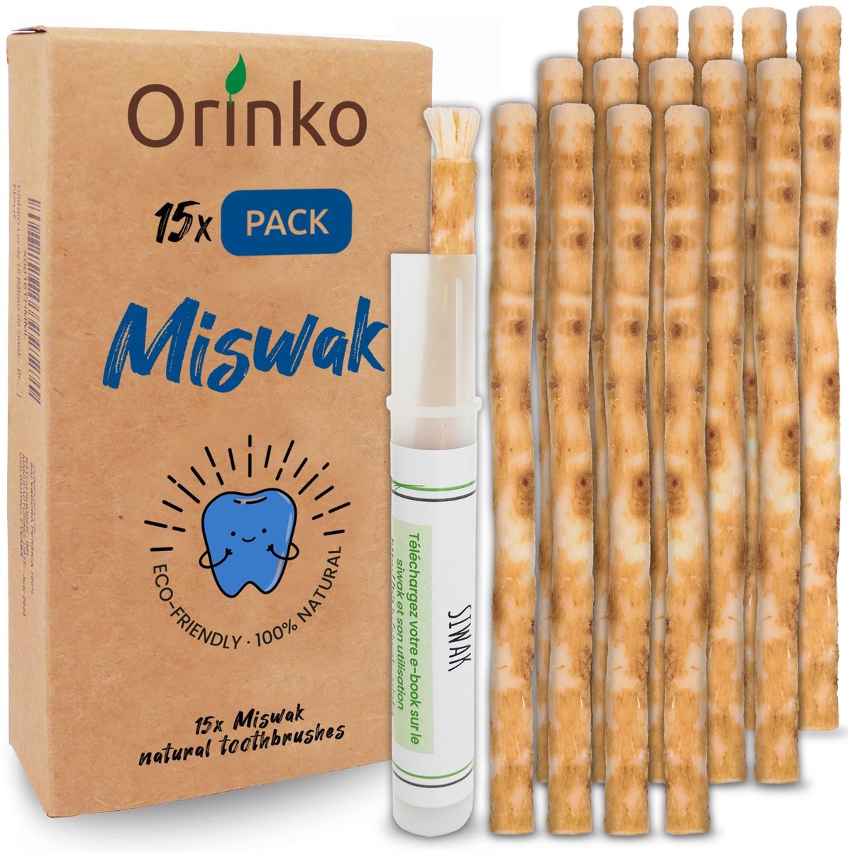 Omgoods - Miswak Sticks Set x15 met Pouch - Natuurlijke Tandverzorging