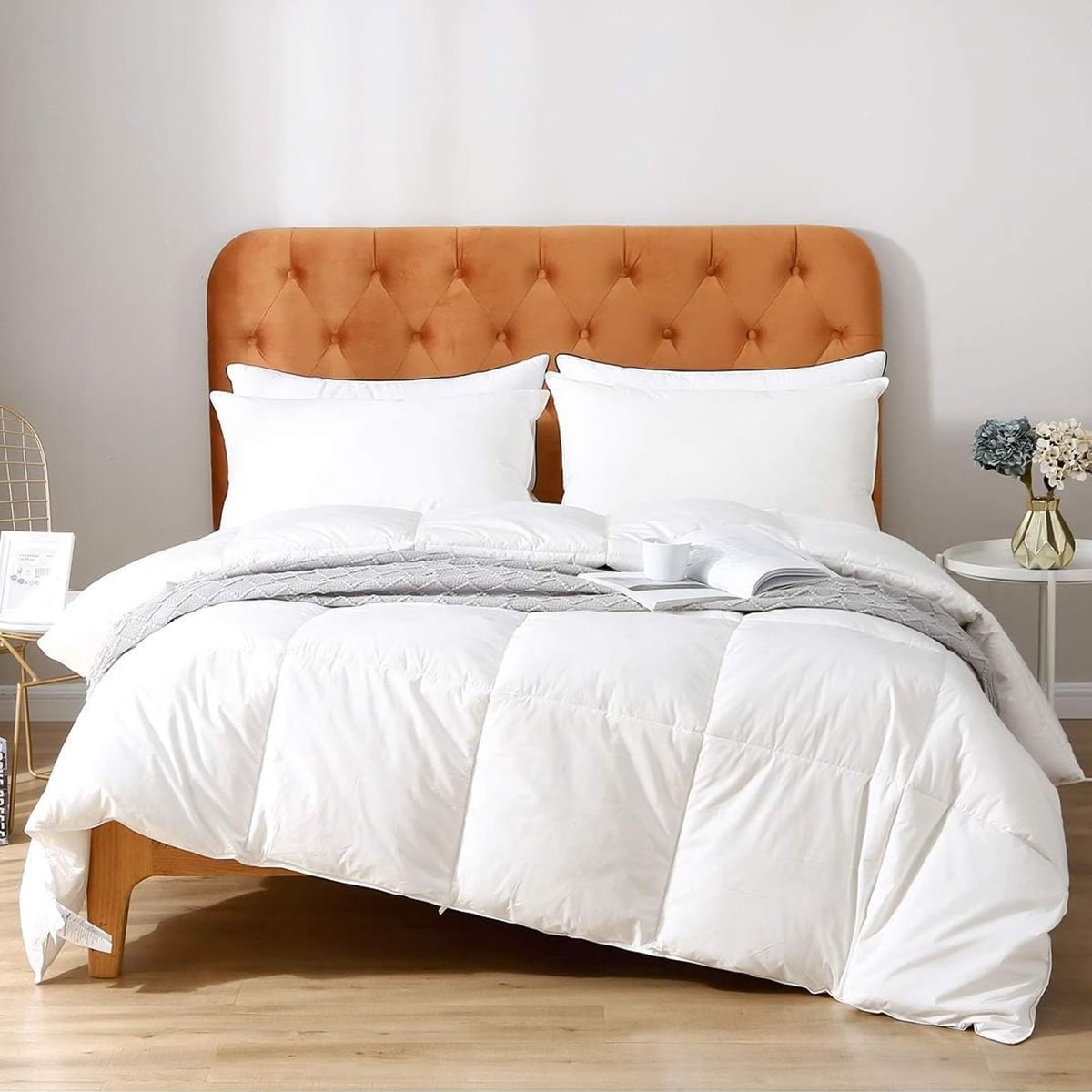 Omgoods - Zomerdekbed met 10% Veren en Katoenen Kussensloop 200x200 cm