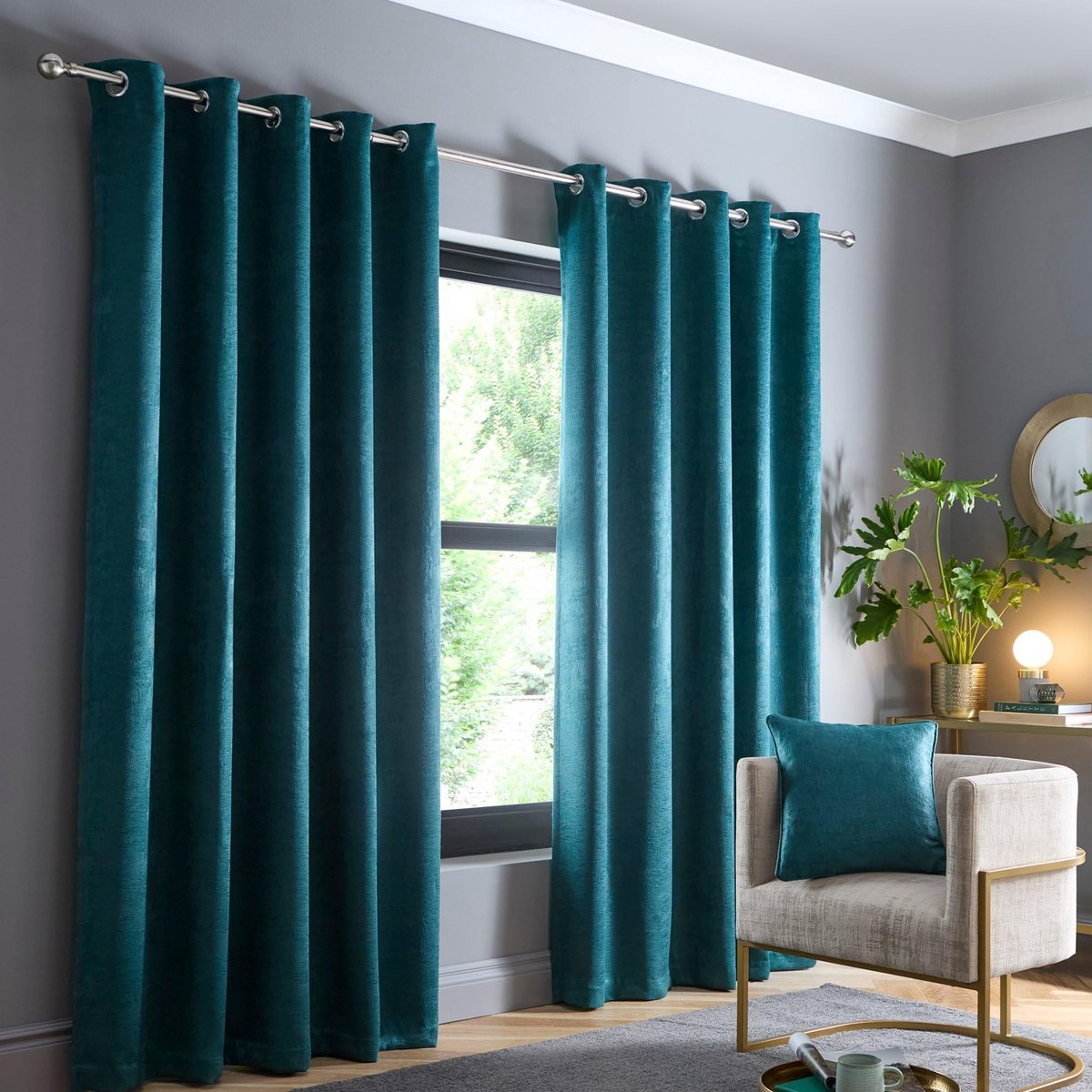 Omgoods - Turquoise Groene Gordijnen 229 x 275 cm - Thermische Raamdecoratie met Oogjes