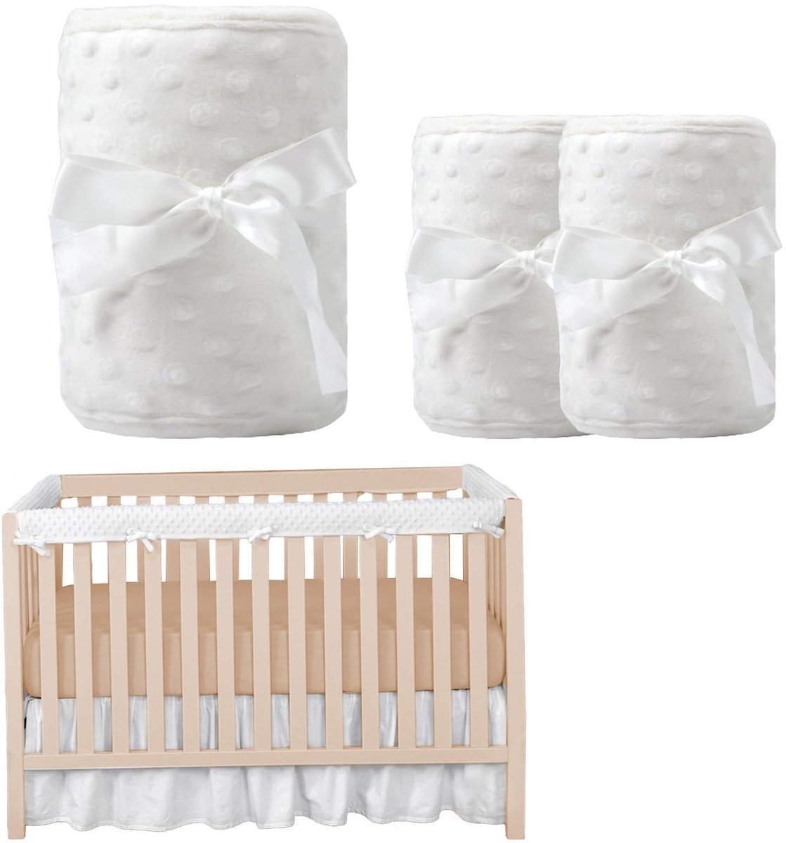 Omgoods - 3-Delige Bedrandbescherming voor Kinderbedden - Hoek- en Randbescherming in Wit