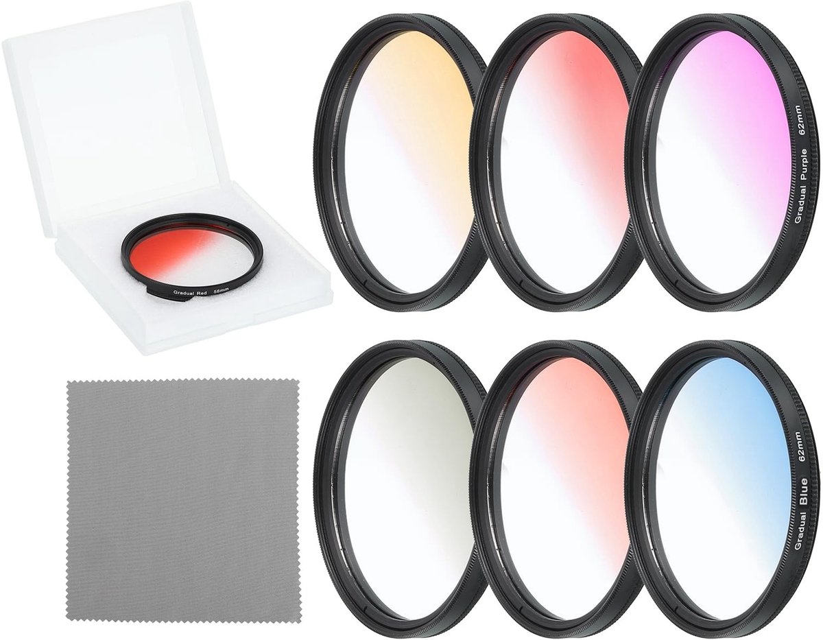 Omgoods - 62mm Scale Filter Set voor Camera - 6 Kleurfilters met Opbergcase