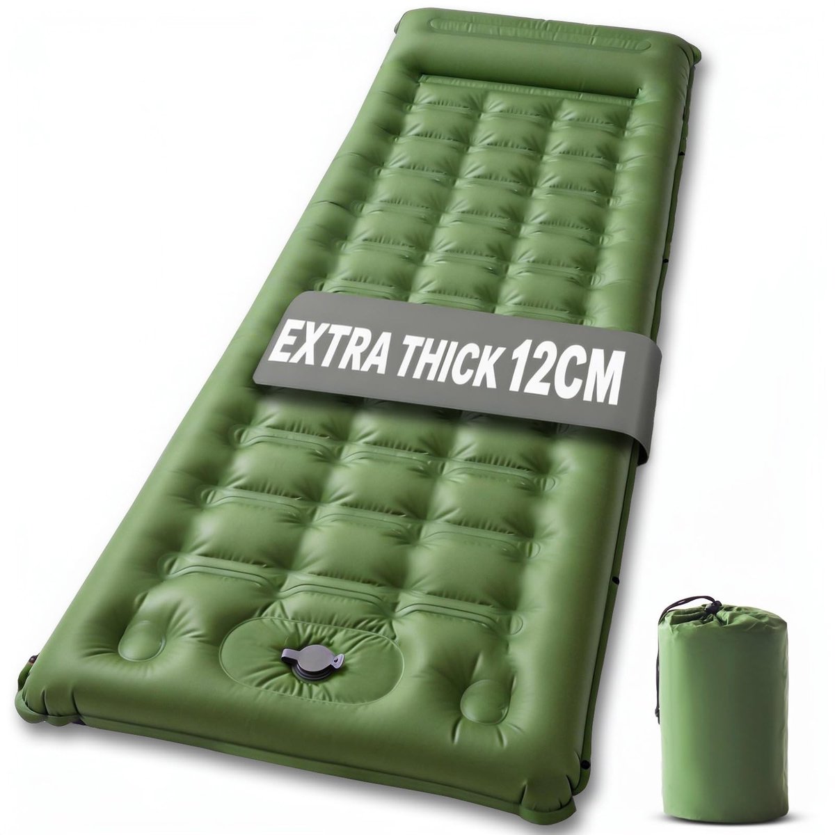 Omgoods- Slaapmat zelfopblazend 12 cm dik - Waterdichte luchtmat - Ultralicht - Outdoor slaapmat - Inclusief voetpomp en kussen - Luchtmatras