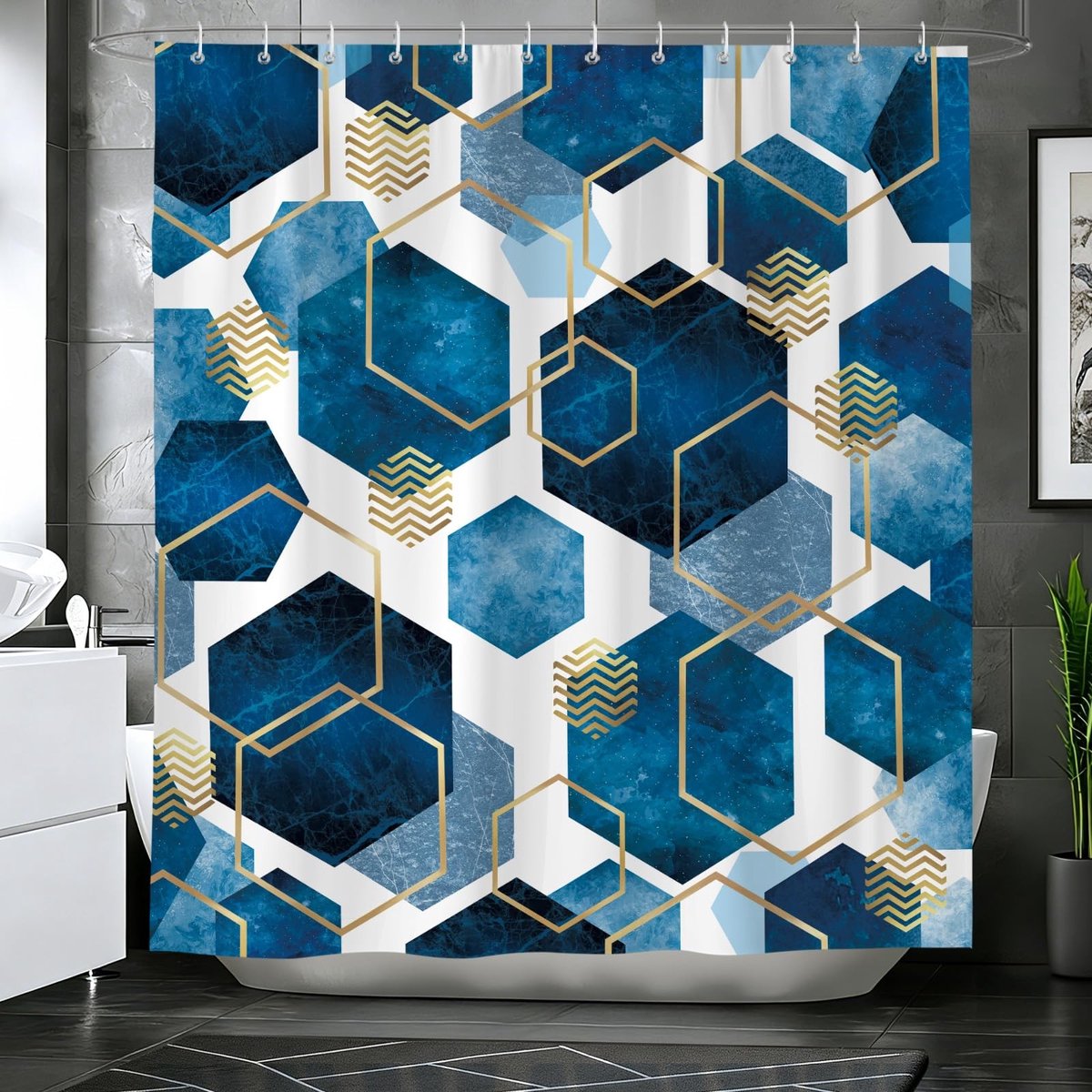 Omgoods - Moderne Geometrische Douchegordijn Marmer 180 x 200 cm