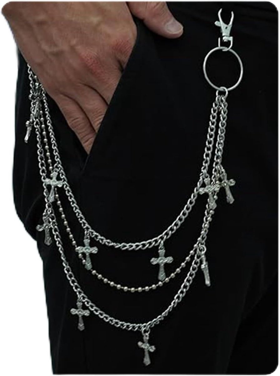 1 stuk Gelaagde Broek Ketting Sleutelhanger voor Dames en Heren, Y2K Festival Accessoires Streetwear Sieraden Portemonnee Ketting voor Jeans & Riem