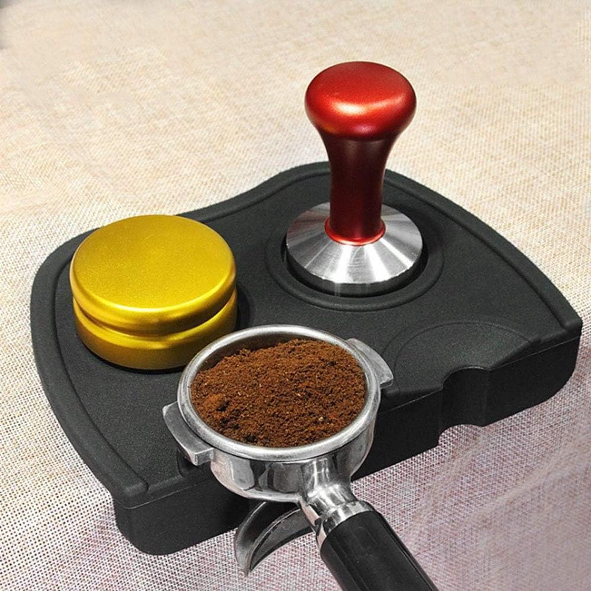 Koffie Tamper Mat - Aanstampingsmat Portafilter - Espresso Bereiden - Voedselveilige Siliconen - 20.7x14.8 cm - Zwart