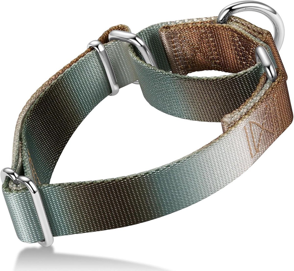 halsband voor honden, kleurrijk kleurverloop, modieus design en anti-ontsnapping, zacht en duurzaam, voor wandelingen, training, outdoor en dagelijks gebruik, L, zilverbruin verloop