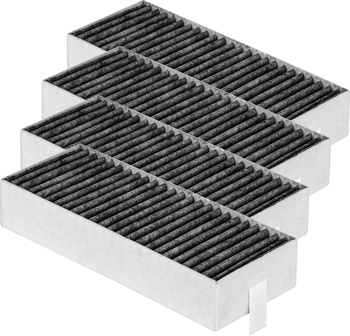 Afzuigkapfilter, Set van 4 actieve koolstof, Plastic, DE001, Recirculatie luchtvervangende filter voor Bosch, Siemens, Neff, Gaggenau en Construct