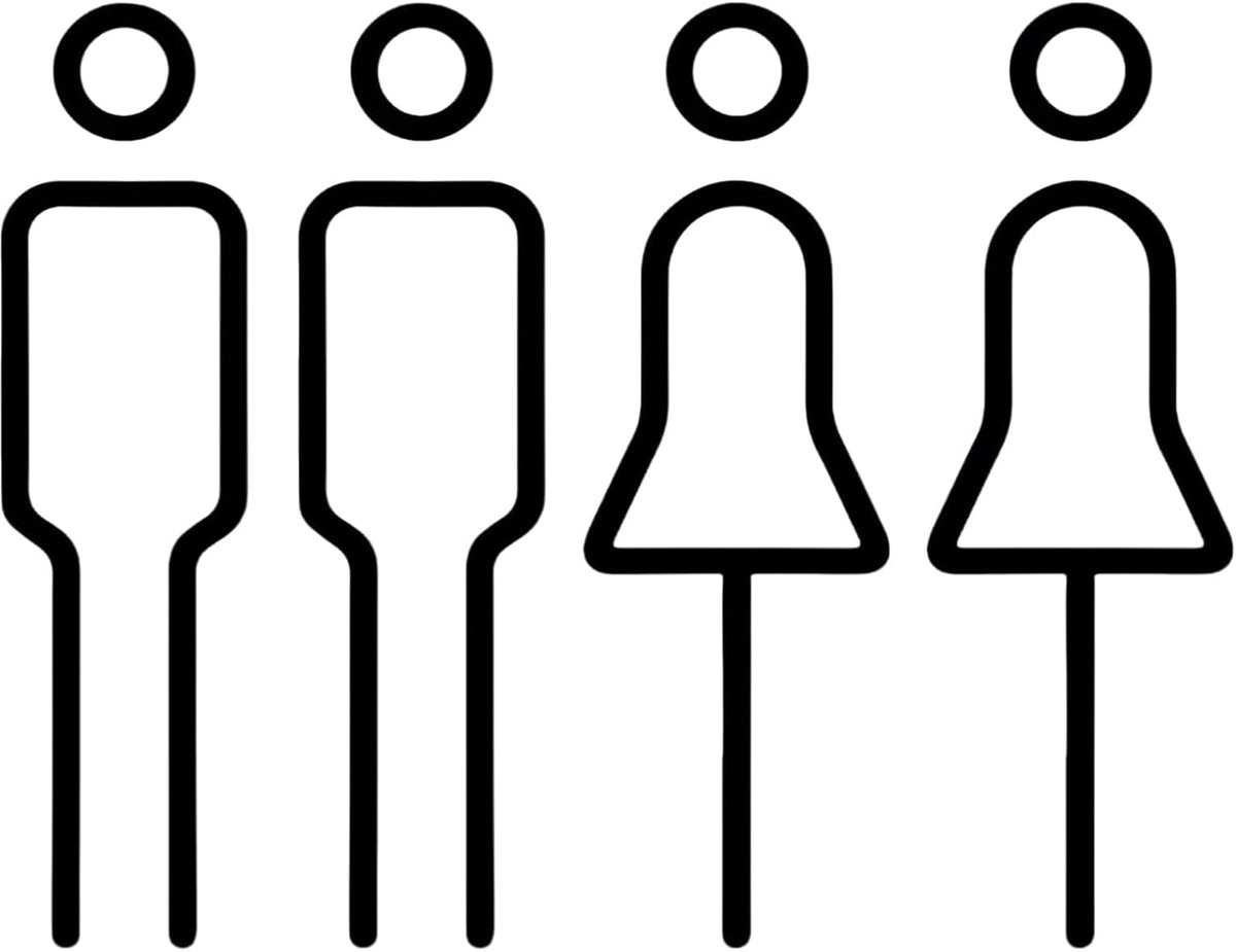 2 stuks toiletborden van acryl, badkamerbord voor mannen en vrouwen, modern zelfklevend toiletbord, eenvoudige installatie voor hotels, winkelcentra, meer kantoren en openbare ruimtes (zwart)