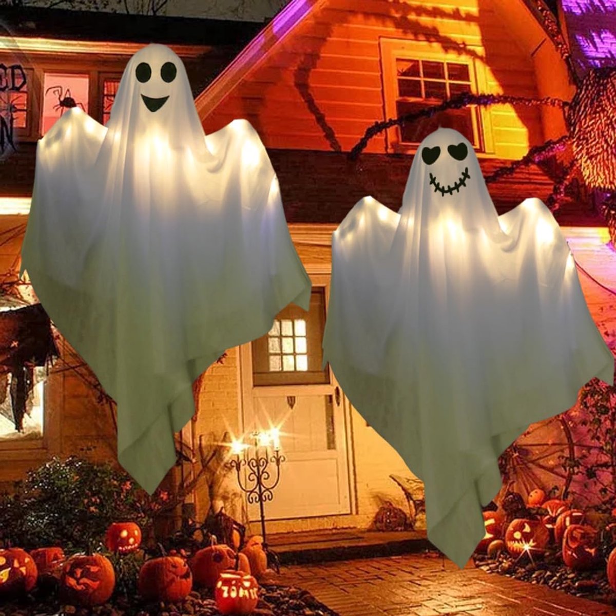 Halloween-decoratie, witte stoffen geest, Halloween-decoratie, horror voor buiten, feest