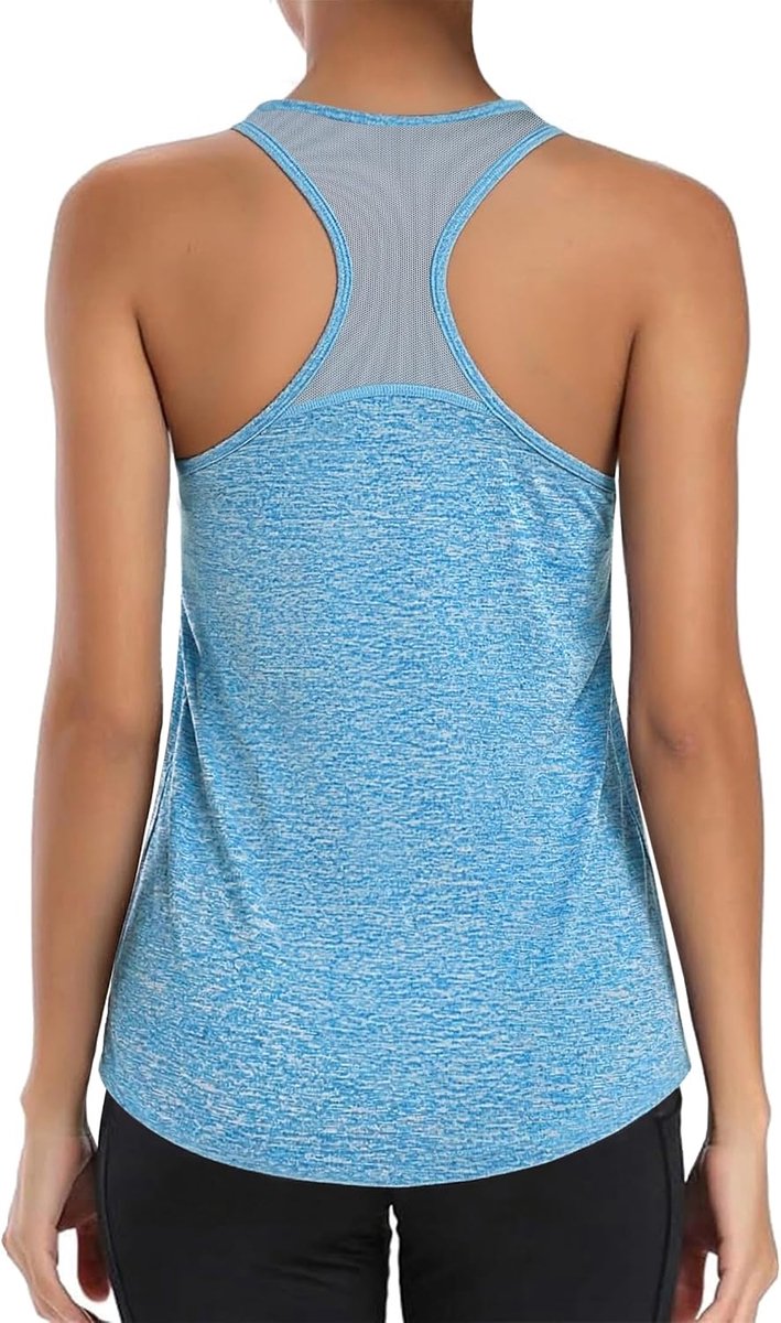 Sporttop voor dames, fitness-top zonder mouwen, ronde hals, mouwloos, ademend en elastisch, voor training S-XXL