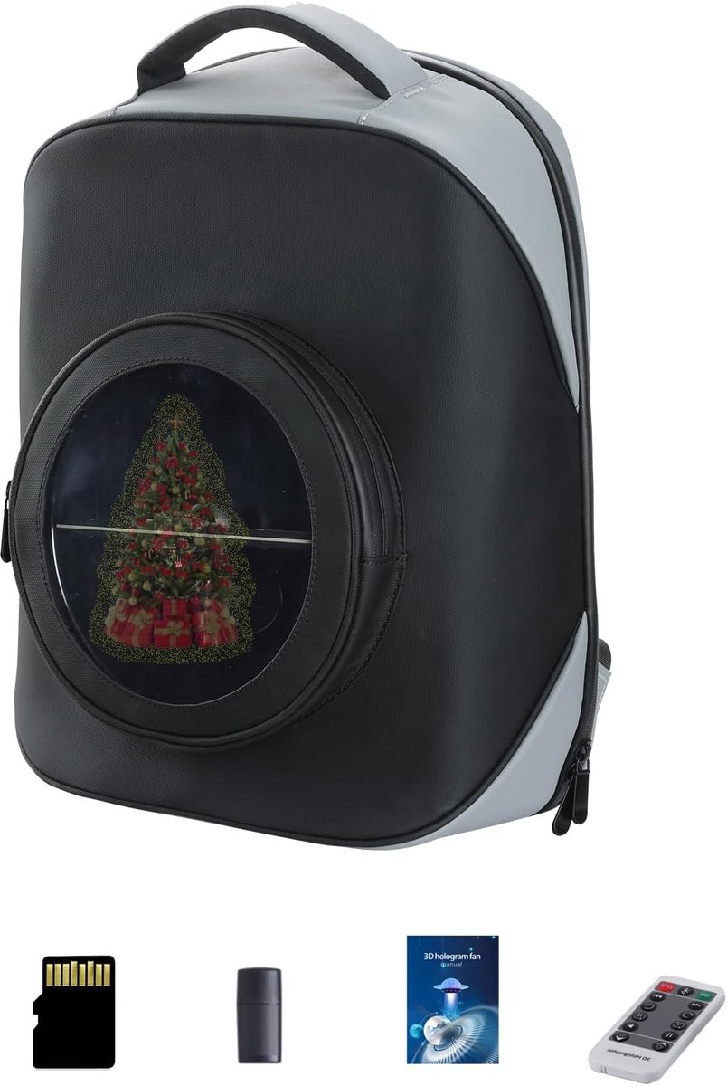 3D Hologram Fan Rugzak - Draagbare Holografische Display, 40CM Hoog, 36CM Breed - LED 3D Projector voor Beurzen, Tentoonstellingen, Commercial Displays, Incl. Afstandsbediening & 700 Video's