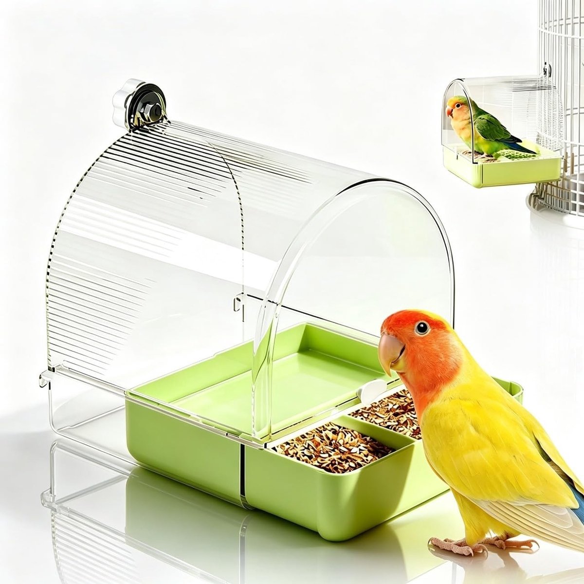 Omgoods - 3-in-1 Vogelbad en Voederbak voor Vogelkooi