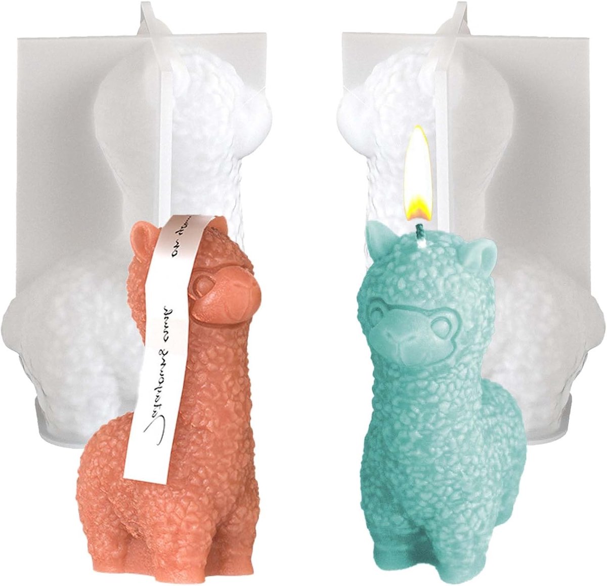 2 siliconen gietvormen voor Kerstmis, alpaca, kaarsen, zeep, gips