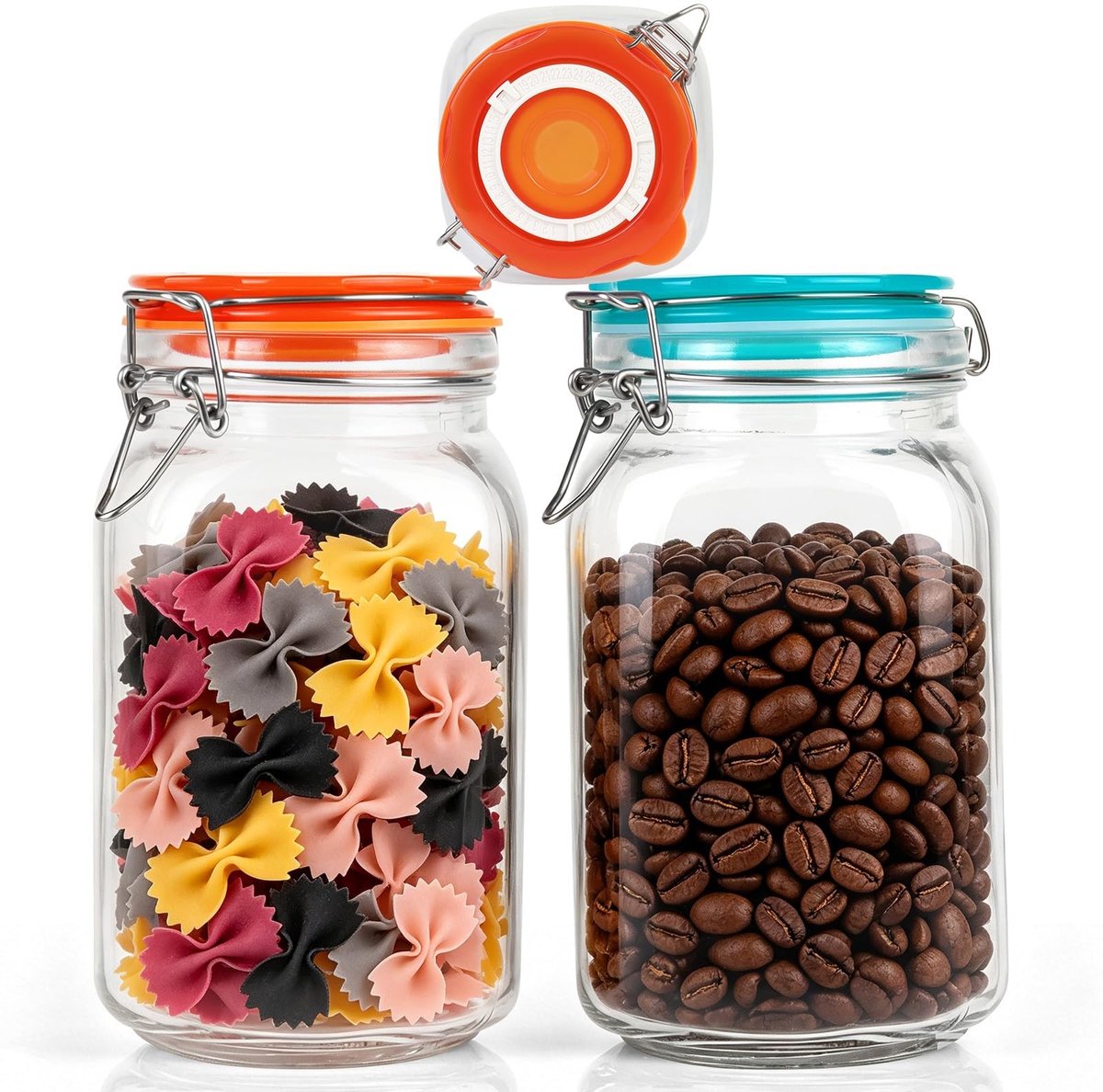 Omgoods - Set van 2 Luchtdichte Glazen Opbergpotten 1.5L