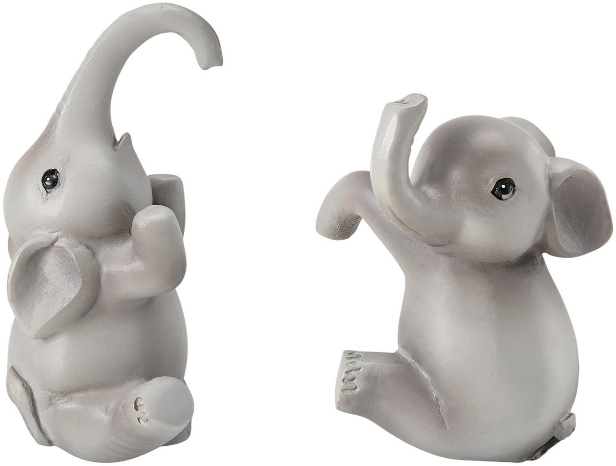 Omgoods - Mini Olifant Beeldjes voor Bloempotten - Set van 2