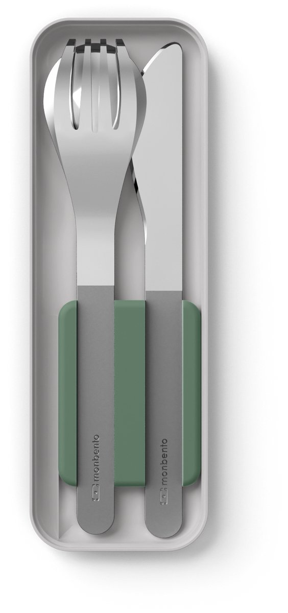 Monbento Slim Box Bestekset to go - RVS - Groen