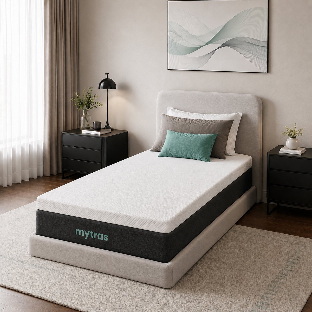 Mytras Aanpasbare Matras – Pas uw slaapcomfort aan met 6 hardheidsniveaus – Zacht, Medium, Hard – 90x200 cm Natuurlijk
