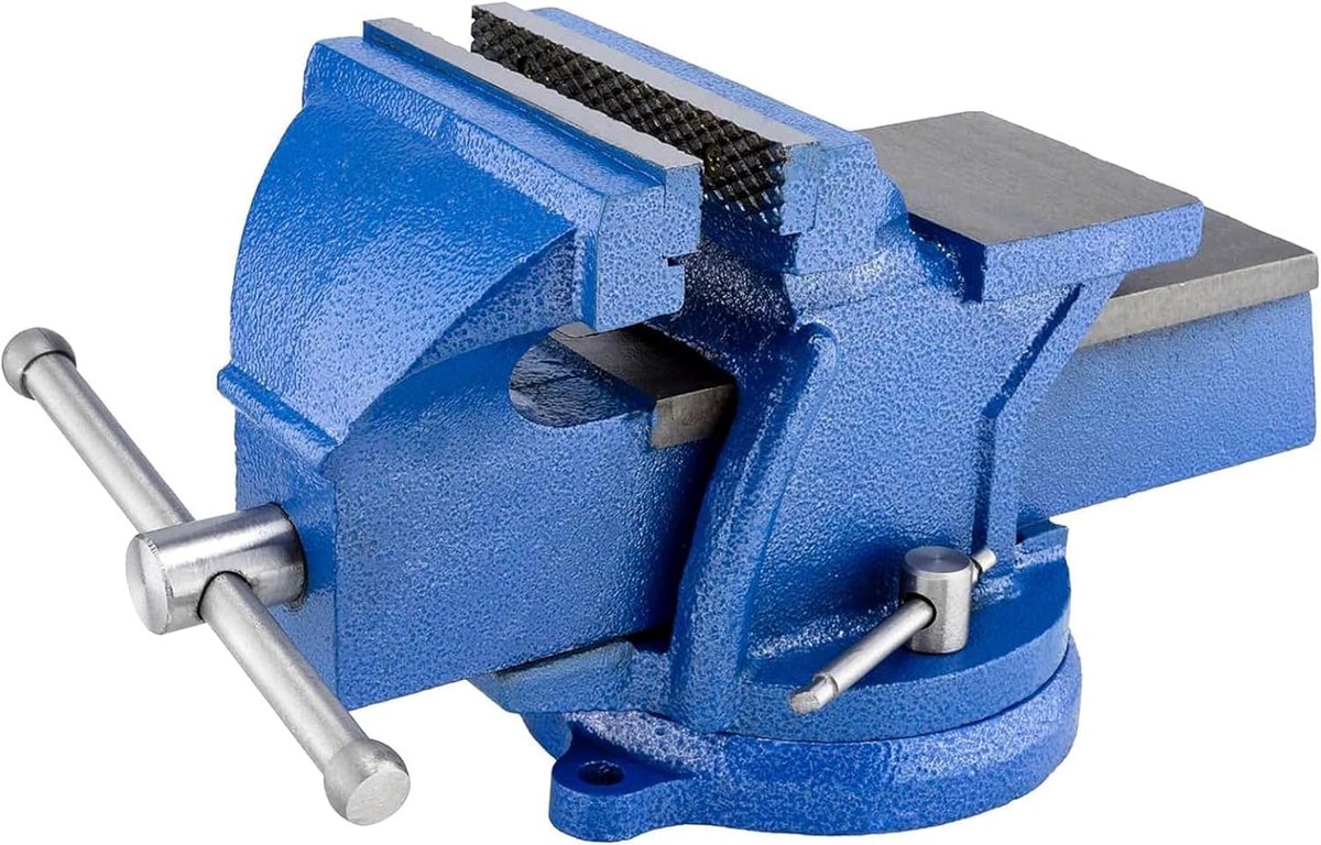 bankschroef 360° draaibaar, 152 mm spanwijdte, hoogwaardige stalen bekken, gietijzeren tafelbankschroef, handbankschroeven klembaar voor houtbewerking, metaalbewerking, boren