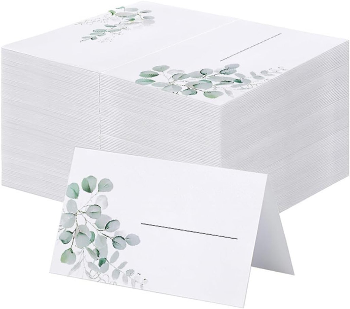 50 stuks trouwtafelkaartjes, eucalyptus naamkaartjes voor bruiloft, voor diner, receptie of andere tafeldecoratie (wit groen)