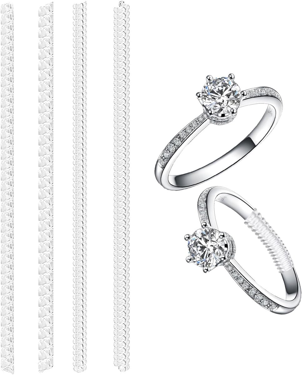 4 stuks onzichtbare ringmaatverstellers, ringmaatversteller, onzichtbare ringadapter, ringverkleiner, voor losse ringen, 4 maten
