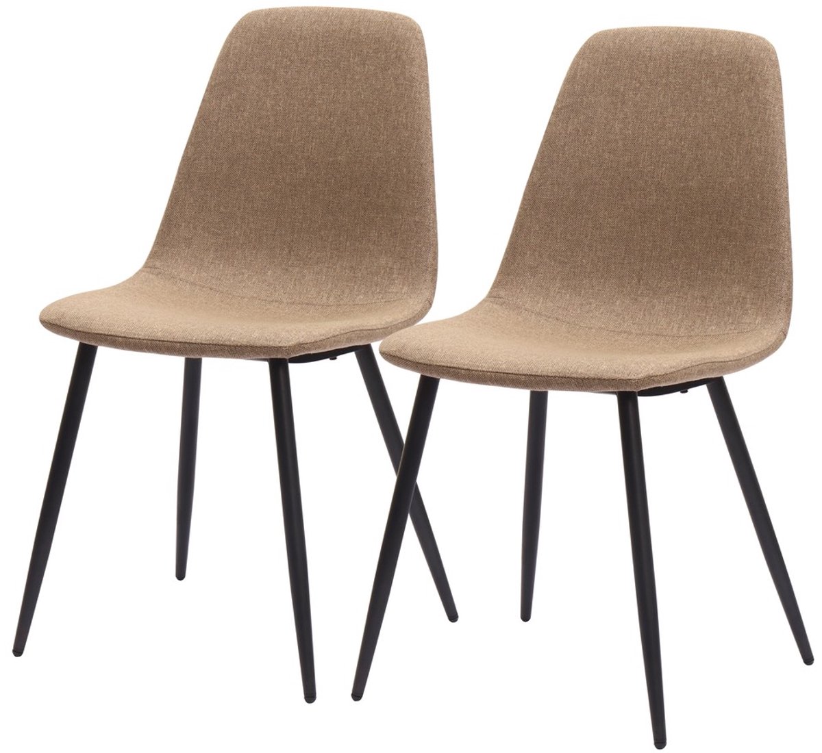 Pugsdrly Minimalistische eetkamerstoelen van stof en metaal – donkerkaki, set van 2