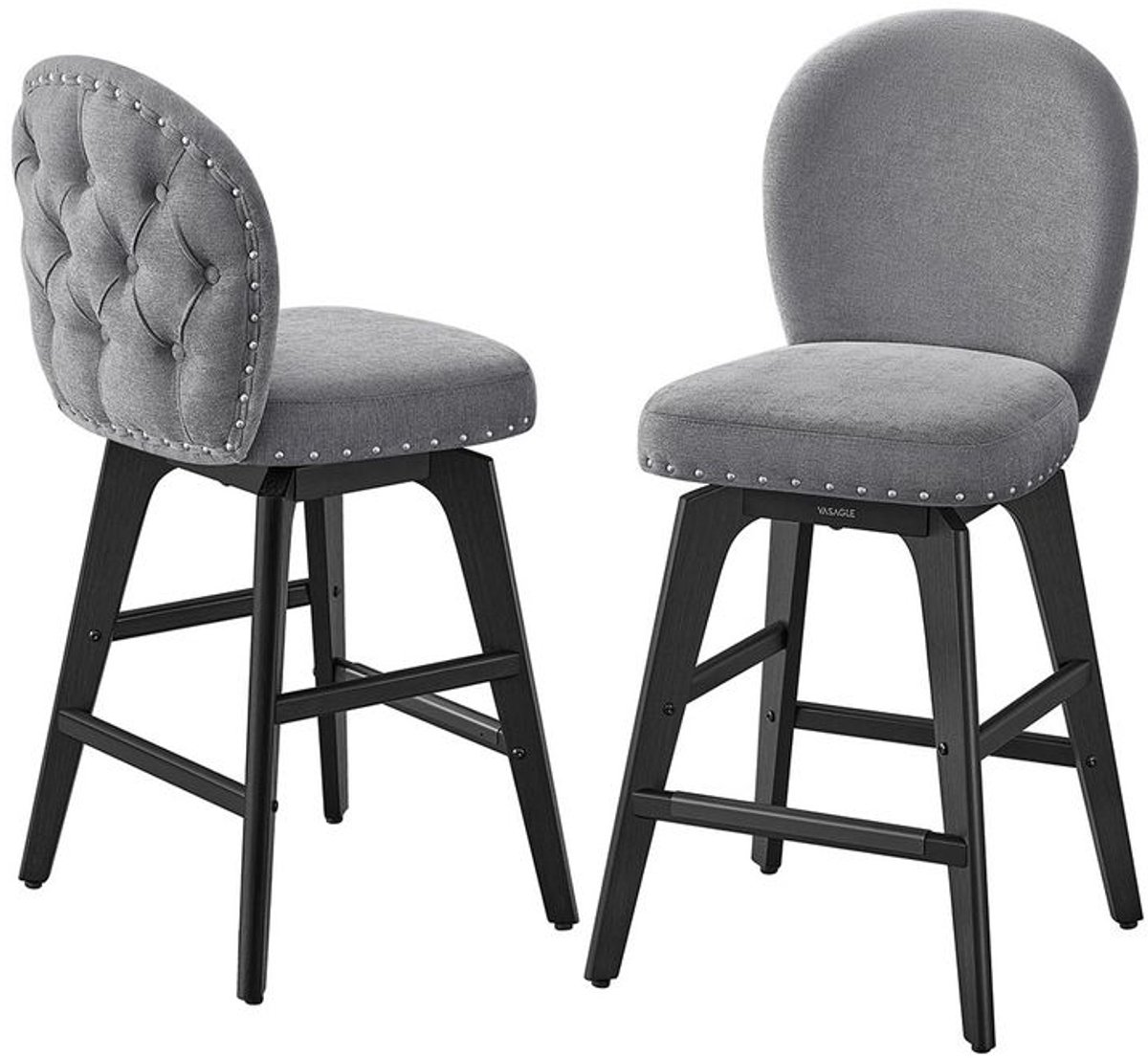 VASAGLE Draaibare barstoelen (set van 2), chenillestof