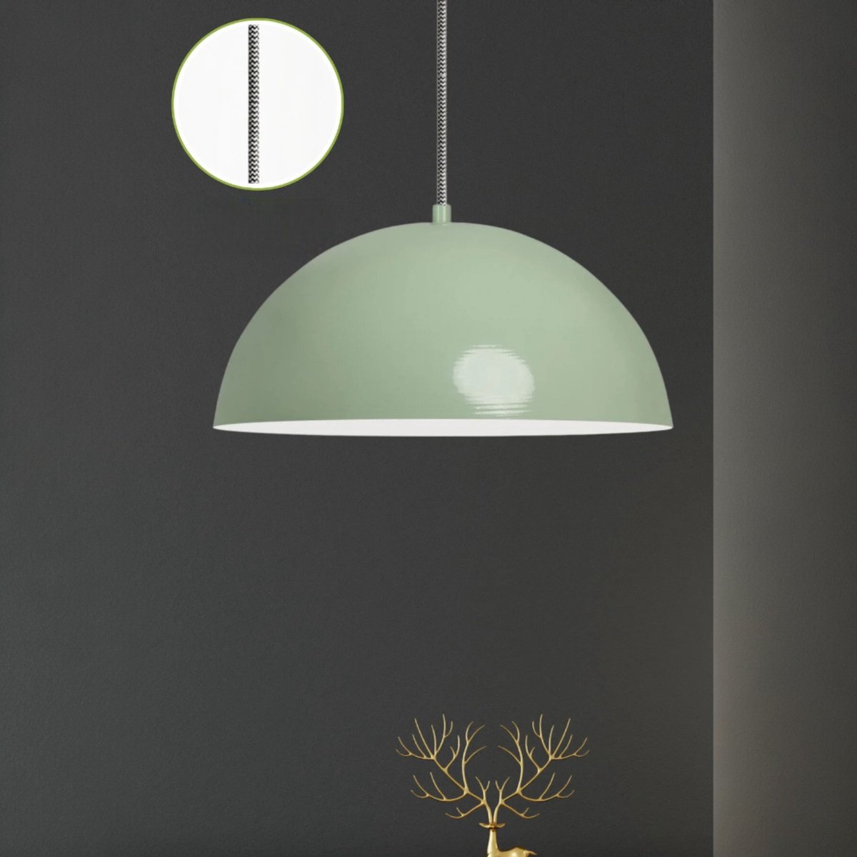 Bamyum Lipeo hanglamp, industriële Modern stijl, Ø26 cm, groen metalen lamp
