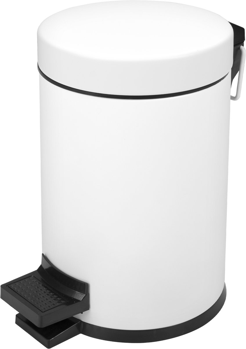 VDN Stainless Prullenbak - Pedaalemmer - Afvalbak - 3 liter - RVS - Afvalemmer - Mat wit