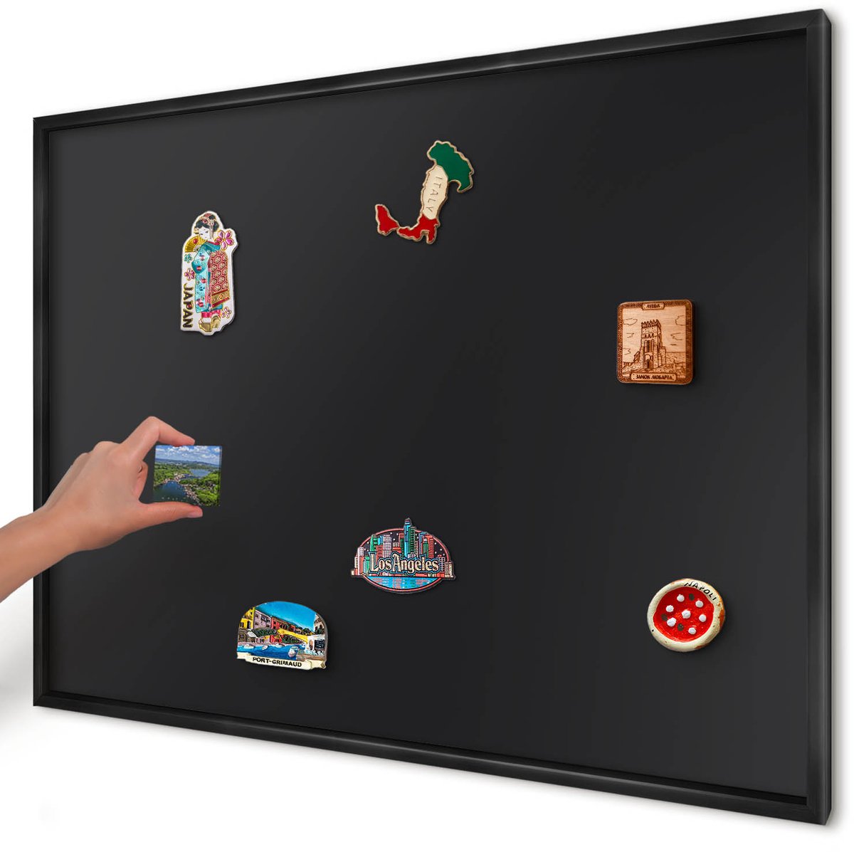 Artprintcave Zwart Magneetbord mit Zwart Frame - 100x70 cm - Zwart Magnetische Organizer - Minimalist Magnetisch Bord Voor Magneten - Achtergronden En Patronen