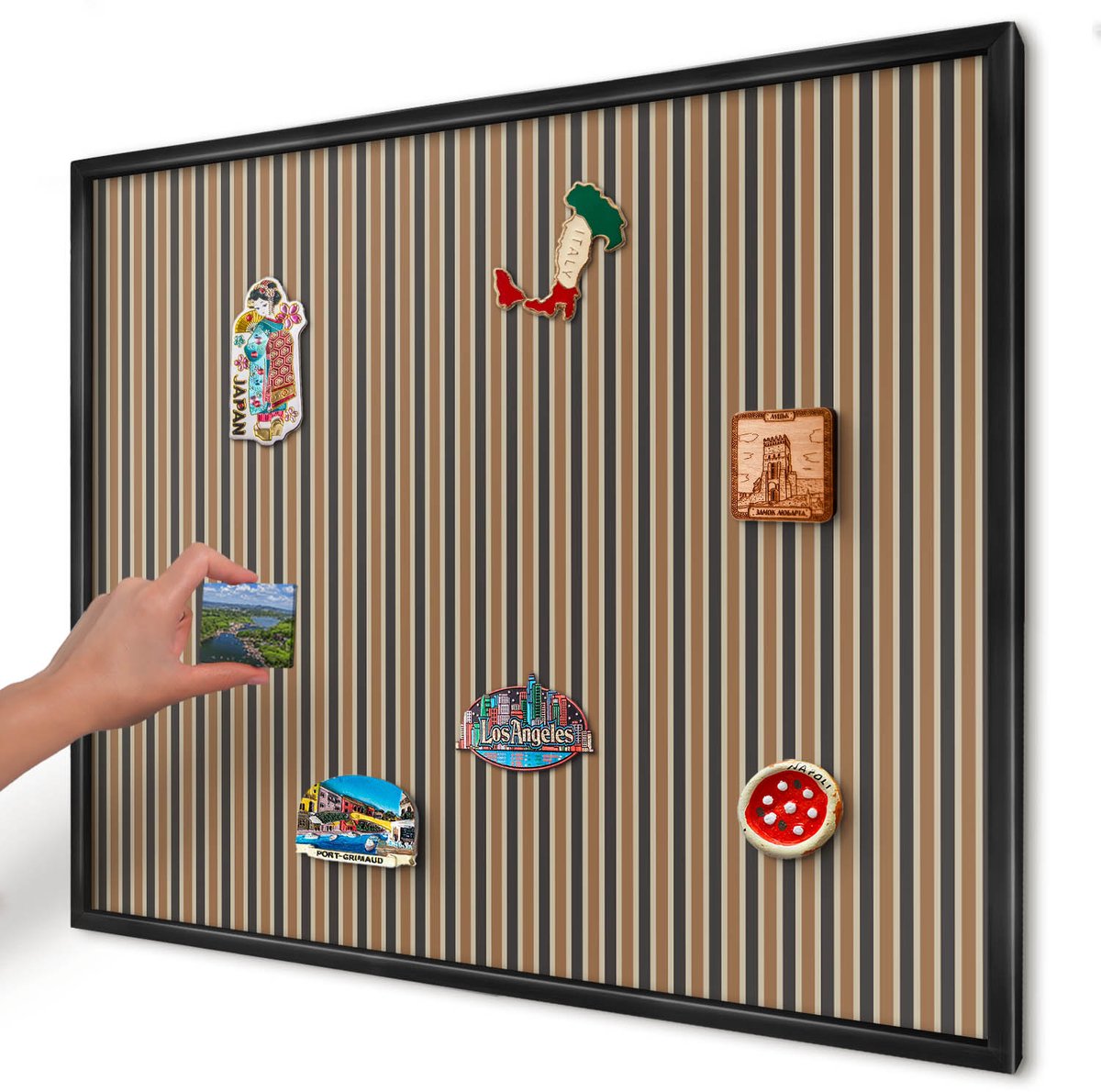 Artprintcave Bruin Magneetbord mit Zwart Frame - 80x60 cm - Geometrisch Patroon Wandbord Magnetisch - Geometrische Magneet Bord mit Frame - Geometrische