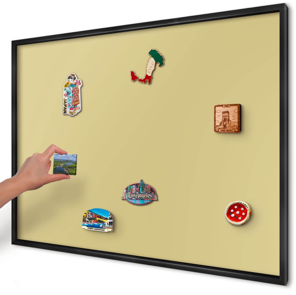 Artprintcave Geel Magneetbord mit Zwart Frame - 100x70 cm - Vintage Geel Magneet Bord mit Frame - Minimalist Magneetbord Voor Foto's - Achtergronden En Patronen