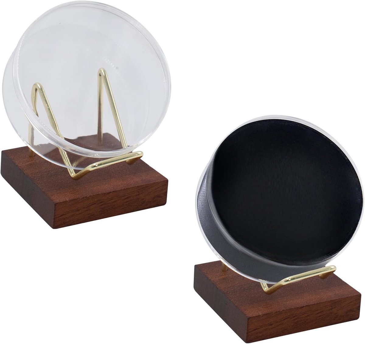 Puck Vitrine met houten sokkel, transparant, kunststof, ijshockey, puckbox, hockey, memorabilia, opberghouder voor liefhebbers, verzamelaars