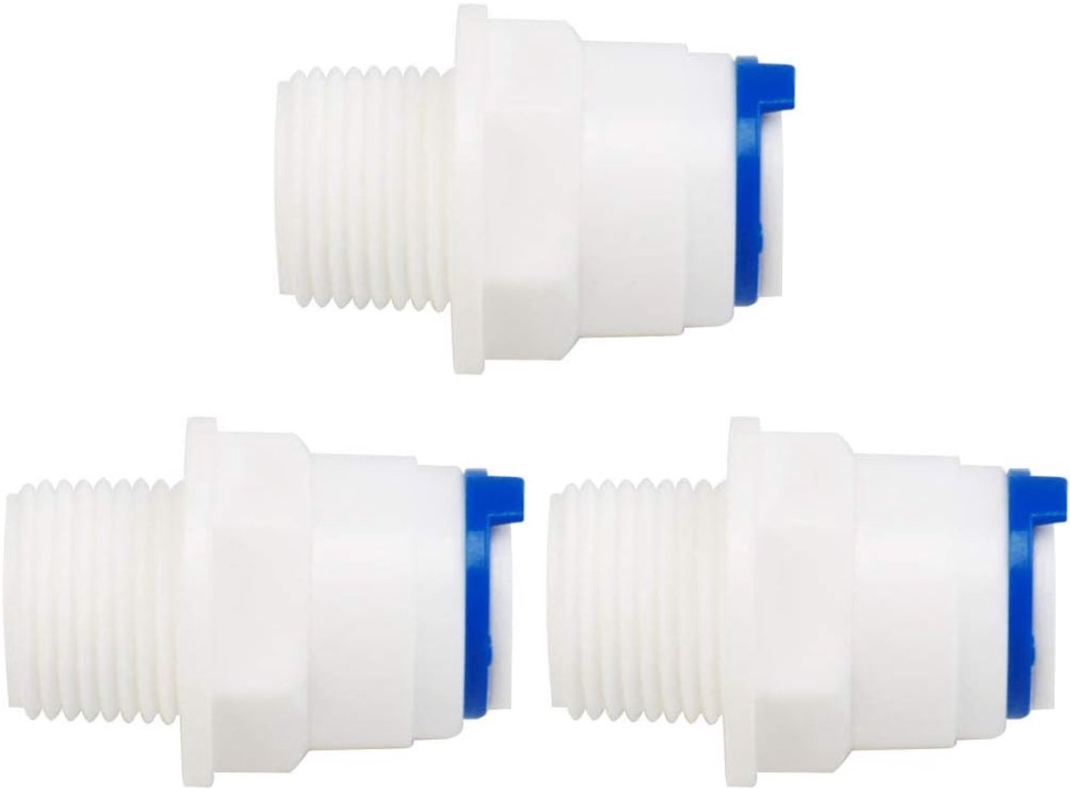 sourcing map 3 stuks Snelle verbinding waterreiniger buisschroefverbinding drukken in naar aansluitingen waterslangverbinding voor RO omgekeerde osmose-installatie recht, 3/8 inch BSP male -3/8" tube