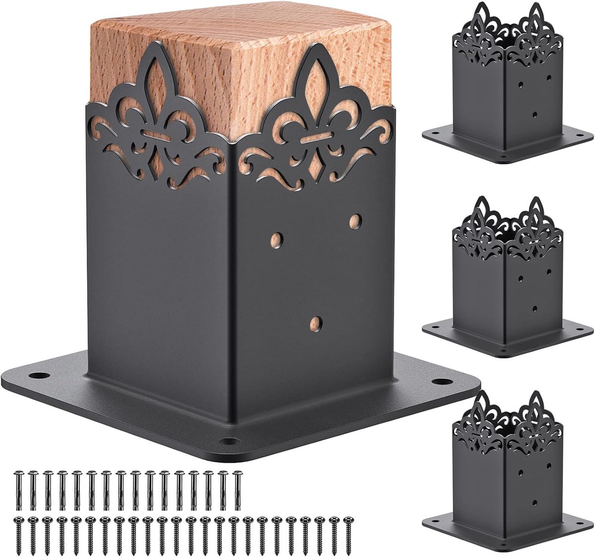 Postanker 4 x 4 - stevige metalen frame ondersteuningsbeugel - voor pergola of veranda - inclusief schroefkit - ShopVlot
