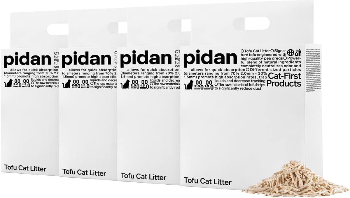 SnelShoppen - Tofu Kattenbakvulling 9.6kg (4×2.4kg) 100% Natuurlijke, Afbreekbare en Klonterende Vulling, Ultra-Absorberend, Sneldrogend, Stofvrij, Ge
