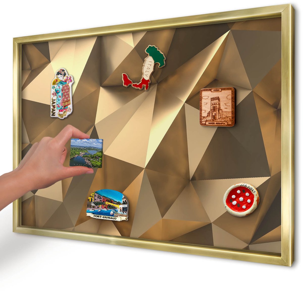 Artprintcave Bruin Magneetbord mit Gouden Frame - 60x40 cm - Warme Geometrie Magnetisch Bord - Geometrische Magnetisch Bord Voor Magneten - Geometrische